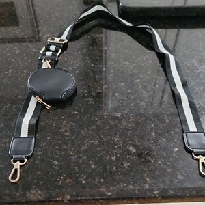 Black and White Elastic Suspenders with Metal Clips